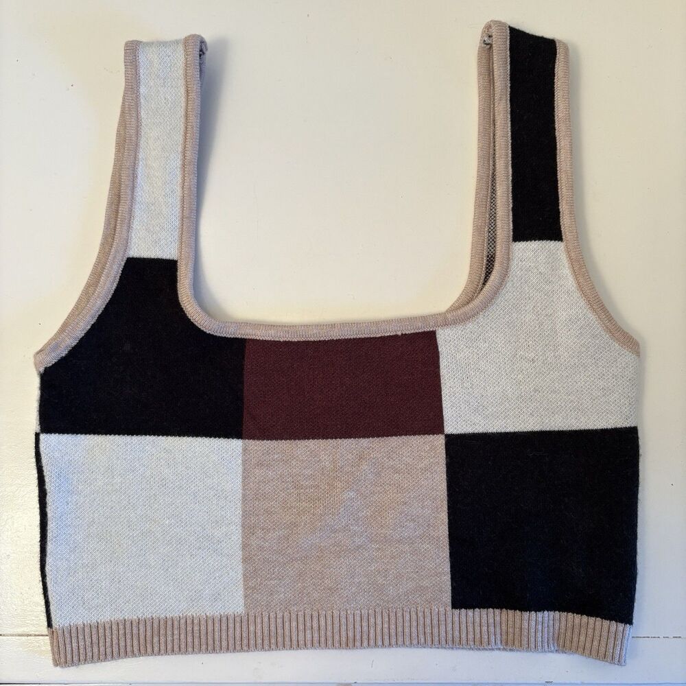 12th Tribe Multicolor Colorblock Crop Top Women's Medium